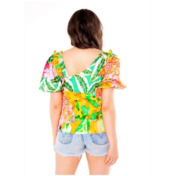 ALDEN ADAIR Layla Top In Santiago NWT Sz M Tropical Vacation Resort $212 - Picture 2 of 8